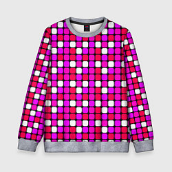 Свитшот детский Розовые и белые квадраты, цвет: 3D-меланж