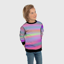 Свитшот детский Голографические неоновые полосы, цвет: 3D-черный — фото 2