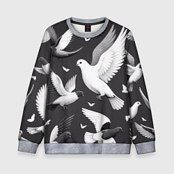 Детский свитшот Белые сизые голуби летящие в небе