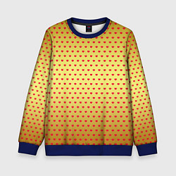 Детский свитшот Красные сердечки на золотом фоне