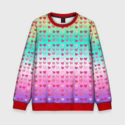 Свитшот детский Паттерн сердечки на разноцветном фоне, цвет: 3D-красный
