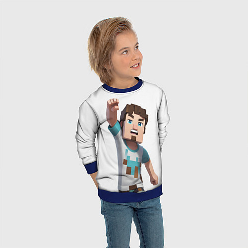 Детский свитшот Майнкрафт Стив с кулаком / 3D-Синий – фото 3