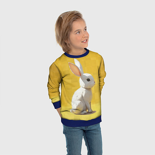 Детский свитшот Белоснежный кролик / 3D-Синий – фото 3
