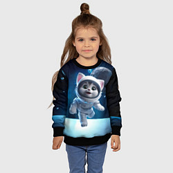 Свитшот детский Котёнок в космосе, цвет: 3D-черный — фото 2
