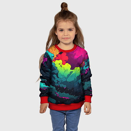 Детский свитшот Кислотная яркая абстракция / 3D-Красный – фото 4