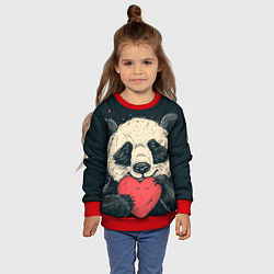 Свитшот детский Влюбленная панда обнимает сердечко, цвет: 3D-красный — фото 2