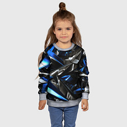 Свитшот детский Синие и серебряные вставки абстракции, цвет: 3D-меланж — фото 2