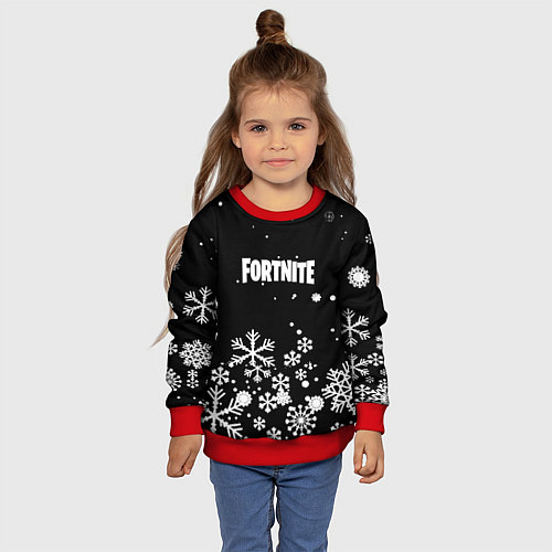 Детский свитшот Fortnite новый год паттерн / 3D-Красный – фото 4