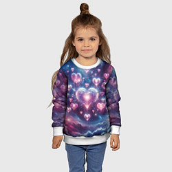 Свитшот детский Космические сердца - звезды, цвет: 3D-белый — фото 2