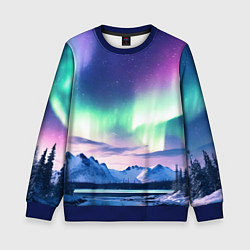 Детский свитшот Северное сияние на природе ai art