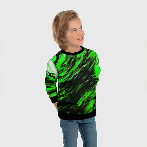 Детский свитшот Чёрная и зелёная буря / 3D-Черный – фото 3