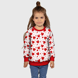 Свитшот детский Красные сердечки на белом фоне, цвет: 3D-красный — фото 2