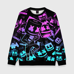 Свитшот детский Marshmello neon pattern, цвет: 3D-черный