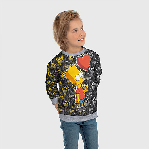 Детский свитшот Барт с шариком / 3D-Меланж – фото 3