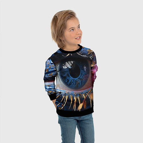 Детский свитшот Глаз с золотом / 3D-Черный – фото 3