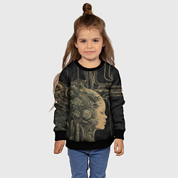 Свитшот детский Киборг с женским лицом, цвет: 3D-черный — фото 2