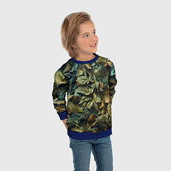 Свитшот детский Реалистичный камуфляж из листьев, цвет: 3D-синий — фото 2