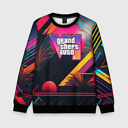 Свитшот детский GTA 6 logo абстракция яркая, цвет: 3D-черный