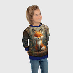 Свитшот детский Милый и довольный лисёнок, цвет: 3D-синий — фото 2