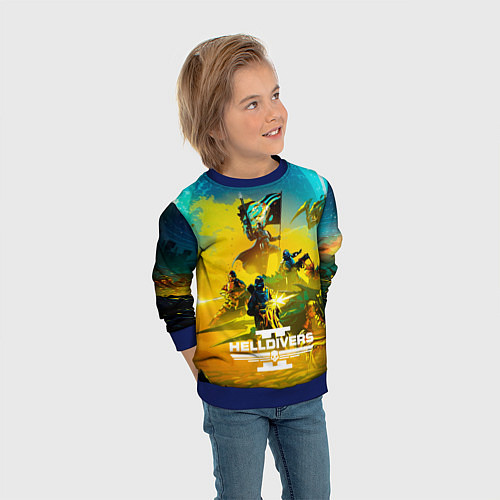 Детский свитшот Helldivers 2: Battle / 3D-Синий – фото 3