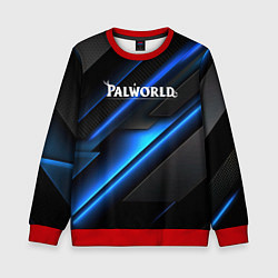 Свитшот детский Palworld logo blue neon abstract, цвет: 3D-красный