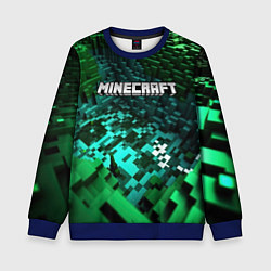 Свитшот детский Minecraft logo в стиле киберпанк, цвет: 3D-синий