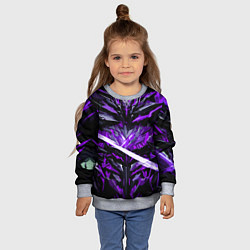 Свитшот детский Фиолетовый камень на чёрном фоне, цвет: 3D-меланж — фото 2