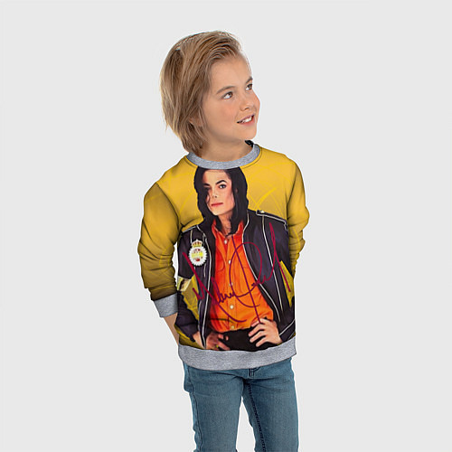 Детский свитшот Michael Jackson на золотом фоне с графикой / 3D-Меланж – фото 3