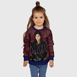 Свитшот детский Michael Jackson на бордовом фоне, цвет: 3D-синий — фото 2
