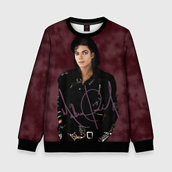 Свитшот детский Michael Jackson на бордовом фоне, цвет: 3D-черный