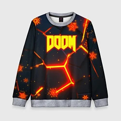 Свитшот детский Doom плиты лого в огне, цвет: 3D-меланж