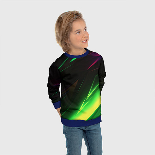 Детский свитшот Geometry stripes кислотный неон / 3D-Синий – фото 3