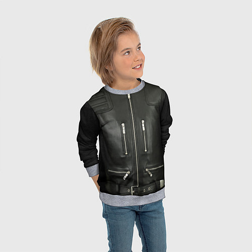 Детский свитшот Terminator first - leather jacket / 3D-Меланж – фото 3