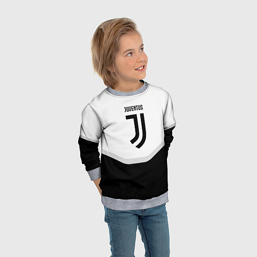 Детский свитшот Juventus black geometry sport / 3D-Меланж – фото 3