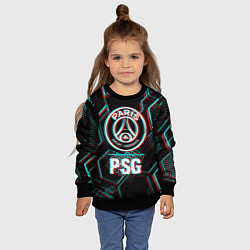 Свитшот детский PSG FC в стиле glitch на темном фоне, цвет: 3D-черный — фото 2