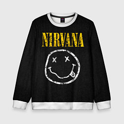 Свитшот детский Джинсовка с nirvana, цвет: 3D-белый