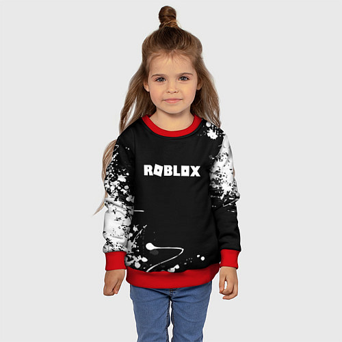 Детский свитшот Roblox текстура краски белые / 3D-Красный – фото 4