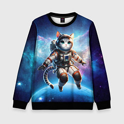 Свитшот детский Кот космонавт в космосе, цвет: 3D-черный