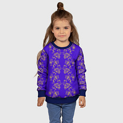 Свитшот детский Контурные цветы на фиолетовом фоне, цвет: 3D-синий — фото 2