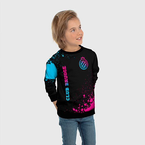 Детский свитшот Club Brugge - neon gradient вертикально / 3D-Черный – фото 3