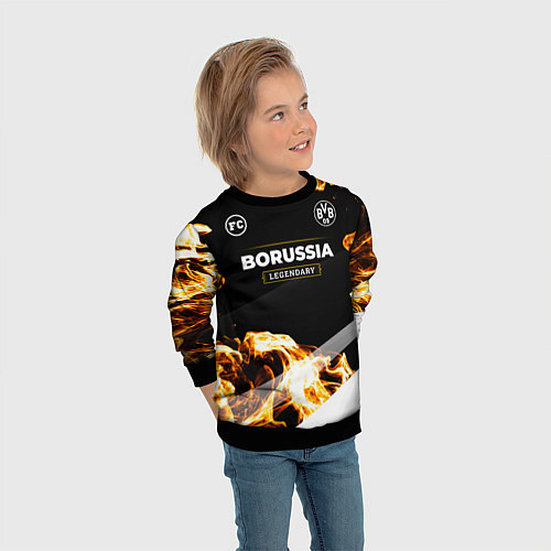 Детский свитшот Borussia legendary sport fire / 3D-Черный – фото 3