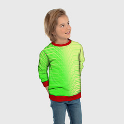 Свитшот детский Зелёные градиентные линии, цвет: 3D-красный — фото 2