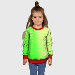 Свитшот детский Зелёные градиентные линии, цвет: 3D-красный — фото 2