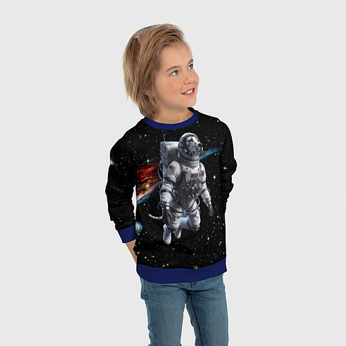 Детский свитшот The dalmatian brave cosmonaut - ai art / 3D-Синий – фото 3