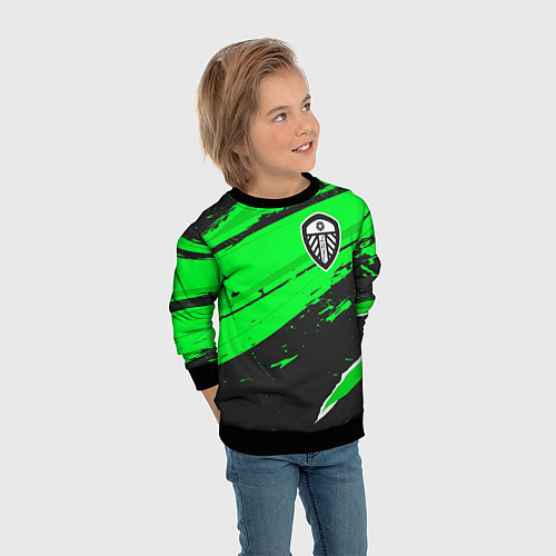 Детский свитшот Leeds United sport green / 3D-Черный – фото 3
