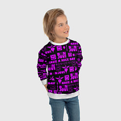 Свитшот детский Bon Jovi neon pink rock, цвет: 3D-белый — фото 2