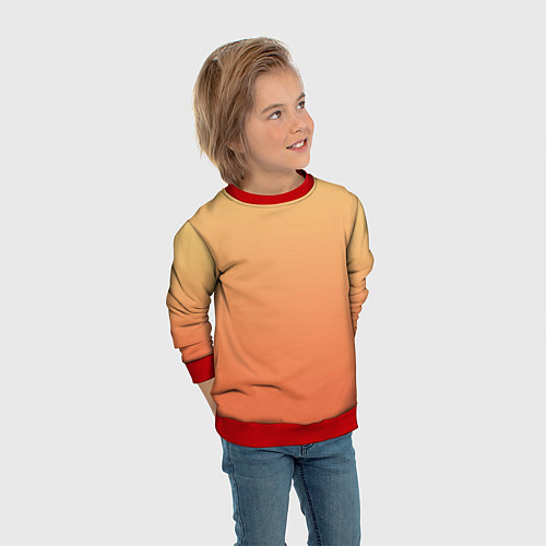 Детский свитшот Градиент солнечный жёлто-оранжевый приглушённый / 3D-Красный – фото 3