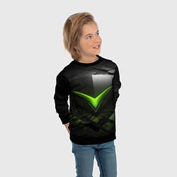 Свитшот детский Зеленая яркая плашка на черном абстракция, цвет: 3D-черный — фото 2