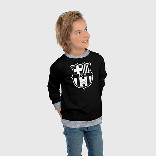 Детский свитшот Barcelona fc club белое лого / 3D-Меланж – фото 3