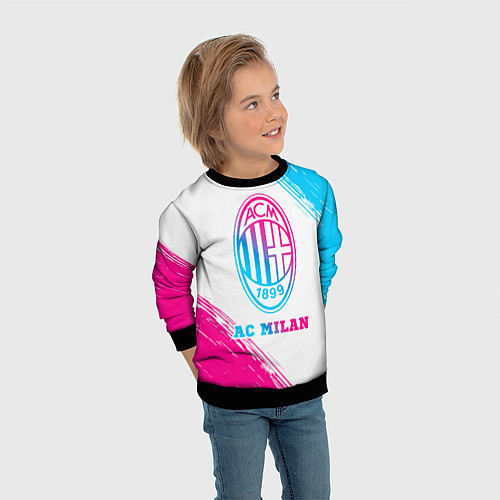 Детский свитшот AC Milan neon gradient style / 3D-Черный – фото 3